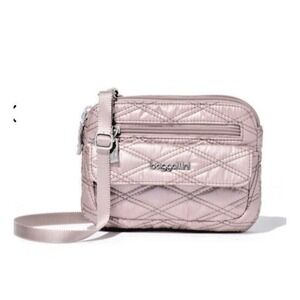 Baggallini Modern Everywhere Mini Crossbody Purse RDIF Rose Metallic Quilt